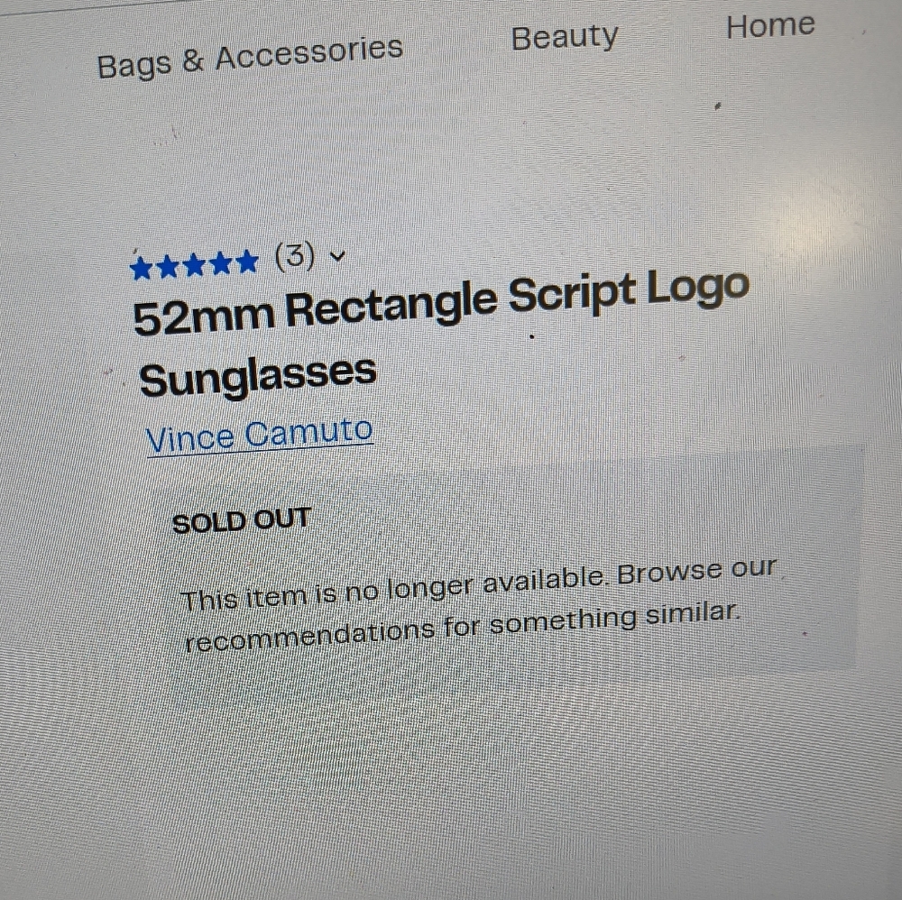 Vince Camuto Black Rectangle Script Logo Sunglass… - image 1
